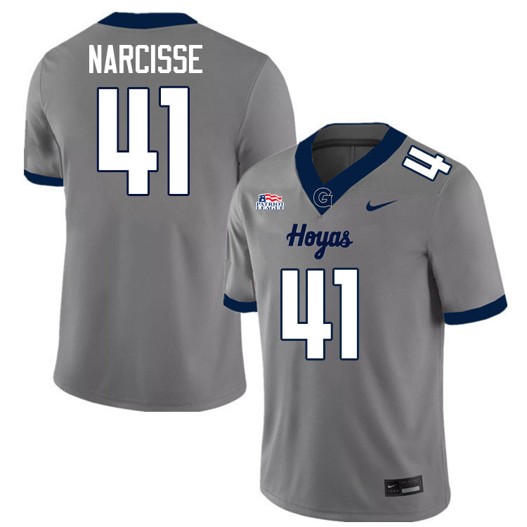 Georgetown Hoyas #41 Damon Narcisse College Football Jerseys,Uniforms-Grey